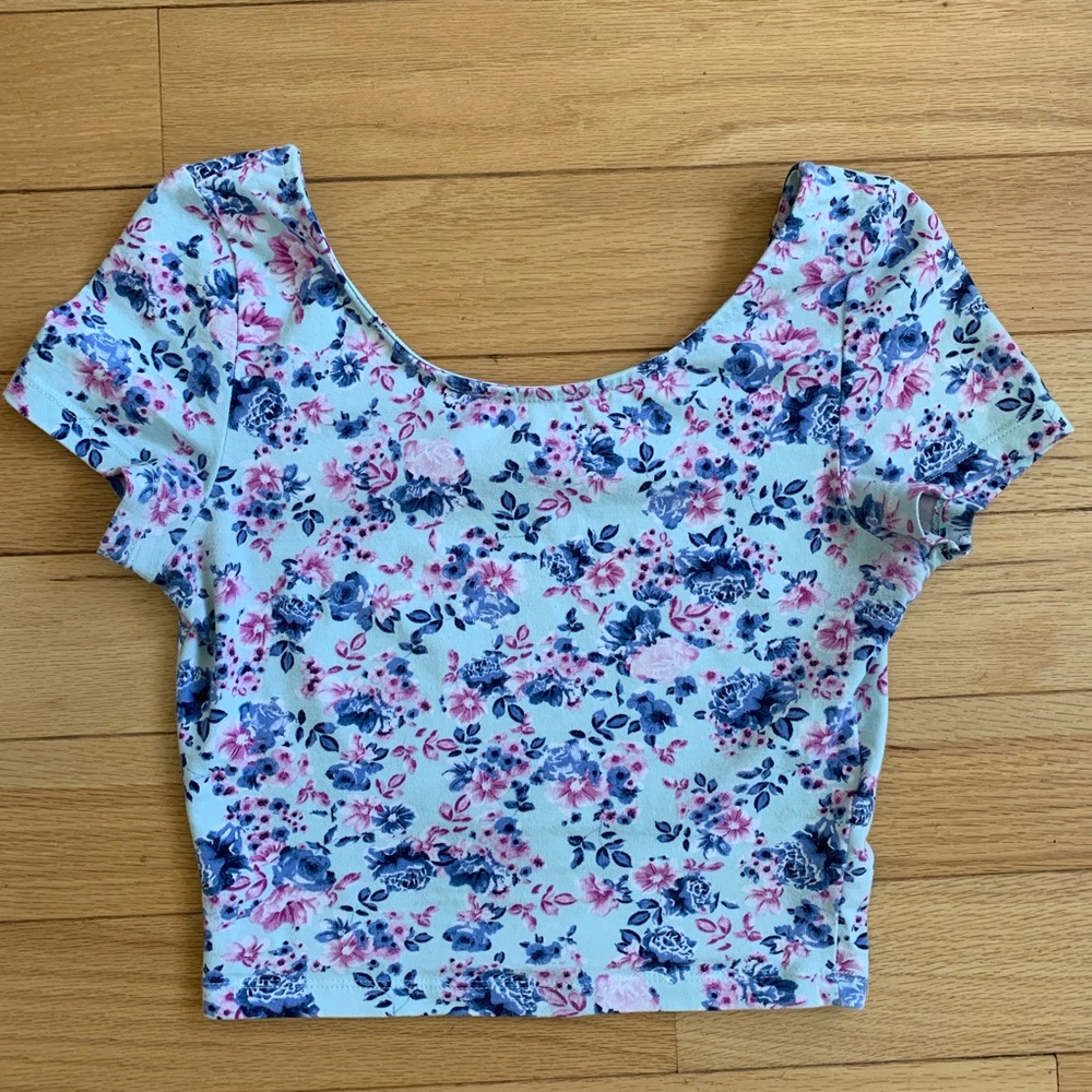 Blue Floral Crop Top